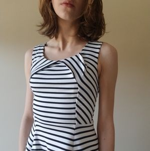 Black and white striped midi dress